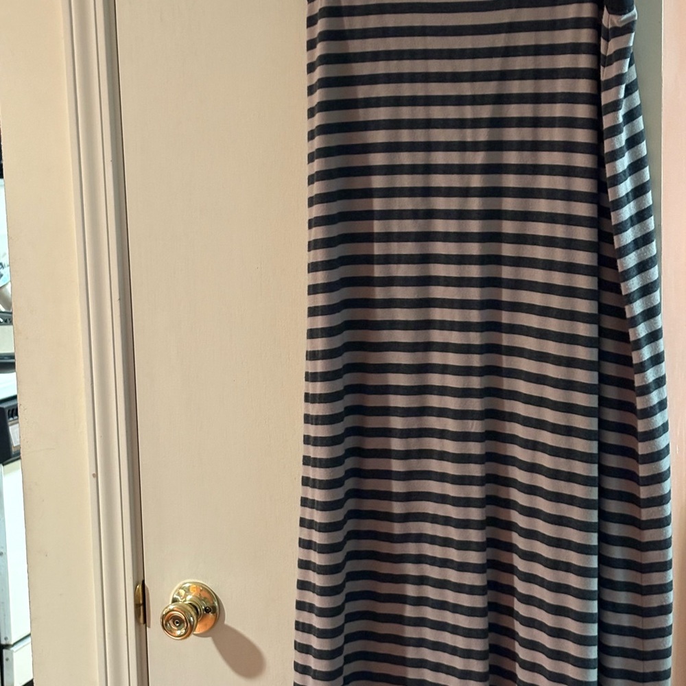 Indigo Maxi Skirt with Black and tan Stripes